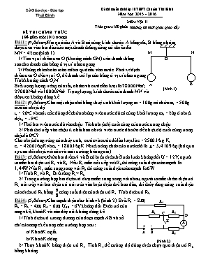 Đề thi tuyển sinh Lớp 10 THPT chuyên Thái Bình môn Vật lý - Năm học 2015-2016 - Sở giáo dục và đào tạo Thái Bình (Có đáp án)